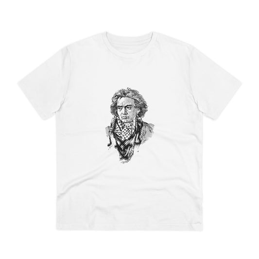 Beethoven in Keffiyeh T-shirt - Text on Back - Organic Creator T-shirt - Unisex